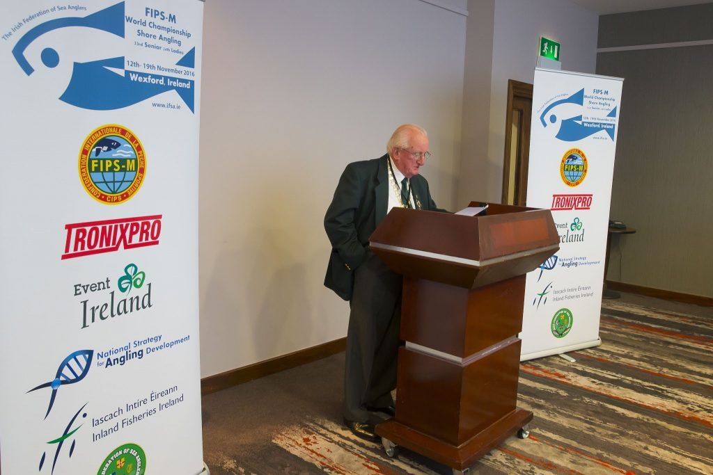Pictured at Whites Hotel Wexford at the launch of the 2016 World Shore Angling Championships is Pat Walsh President of the Irish Federation of Sea Anglers.
