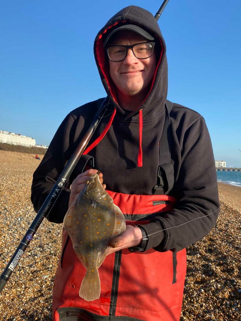 Stuart with his first plaice of the morning